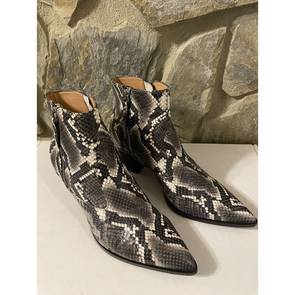 Italian Leather Python Snakeskin Ankle Boots Side… - image 6